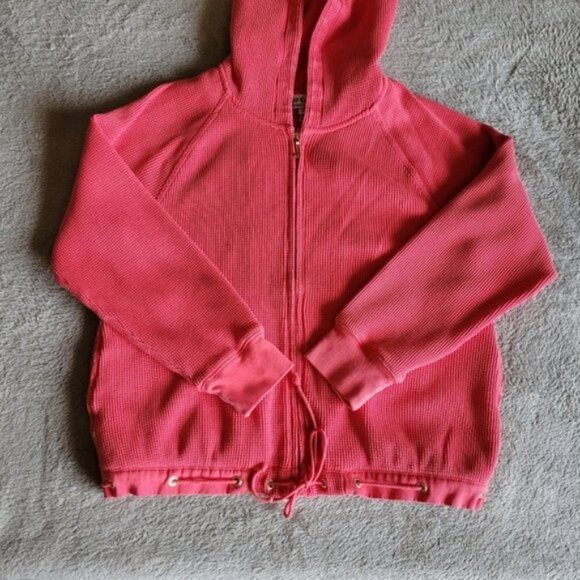 Juicy Couture coral waffle knit hoodie size medium - Picture 2 of 15
